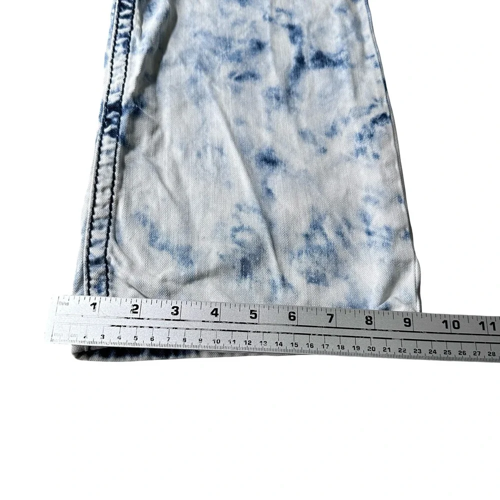 True Religion Straight Flap Acid Wash Jeans Blue White Mens‎ 44 Contrast Stitch
